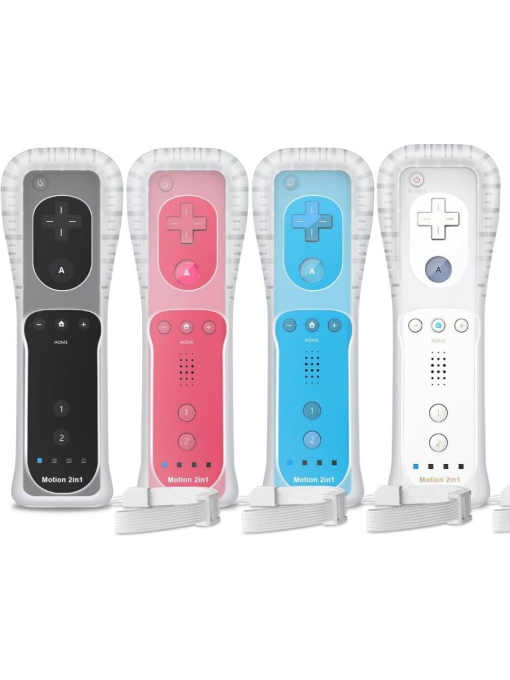 4-Pack Motion Plus Wii Remote Controllers with Silicone Cases - Gaming